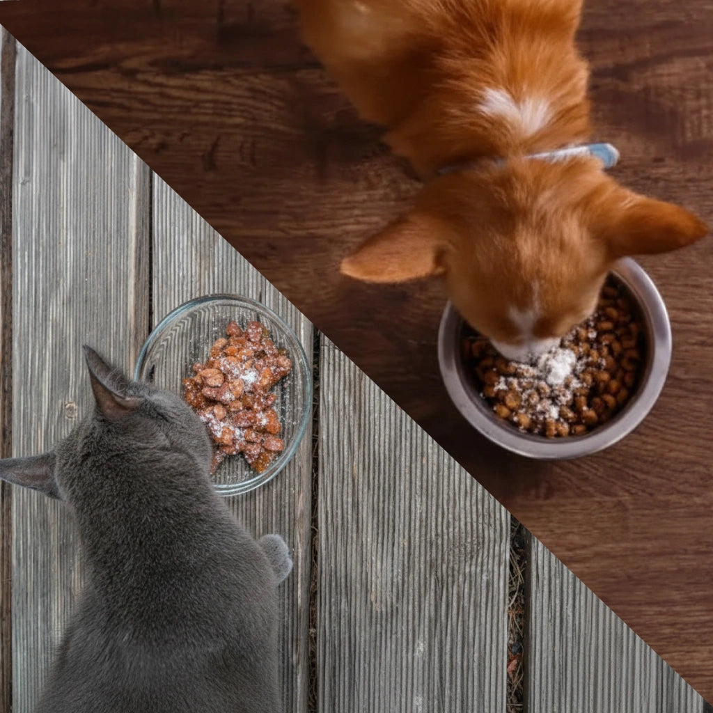 フードを食べる犬猫
